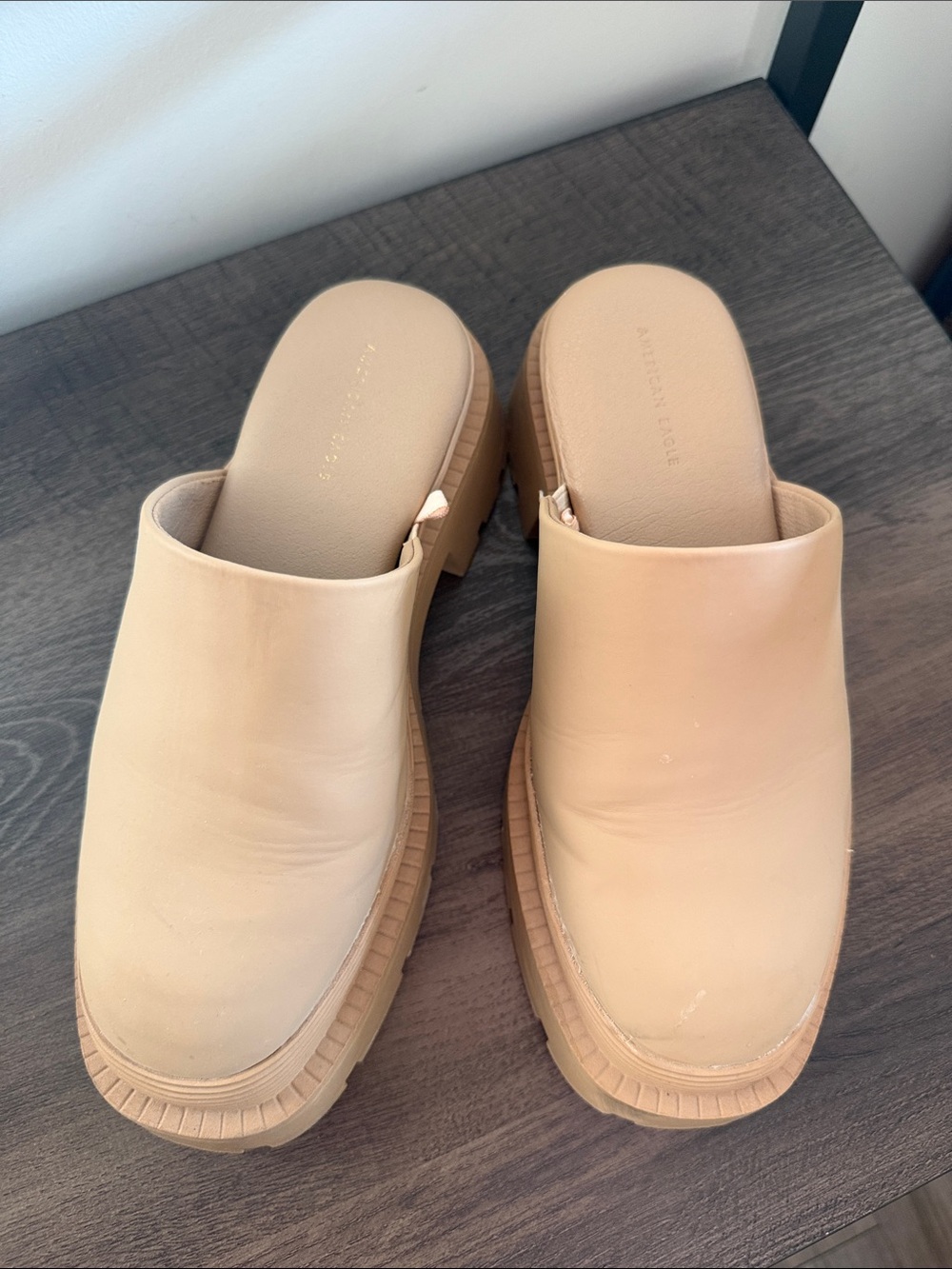 Beige Leather Mule Heels - Women's Slip-On Clogs